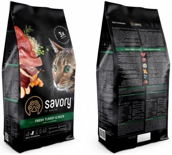 Сухий корм для кішок Savory зі свіжим м'ясом індички та качкою 400 г (4820232630044) | Фото 7