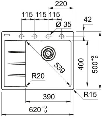 Кухонна мийка FRANKE CNG 611-62 TL Black Edition, чорний матовий (114.0699.242) Кухонна мийка FRANKE CNG 611-62 TL Black Edition, чорний матовий (114.0699.242) | Фото 3