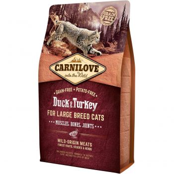 Сухий корм для дорослих кішок великих порід Carnilove Cat Duck & Turkey Large Breed 2 кг (8595602512768) | Фото 1