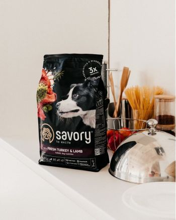 Корм для собак середніх порід Savory зі свіжим м'ясом індички та ягняти 3кг(4820232630266) Корм для собак середніх порід Savory зі свіжим м'ясом індички та ягняти 3кг(4820232630266) | Фото 5