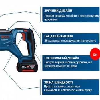 Пила шабельна акумуляторна Bosch GSA 185-LI, 18 В, без АКБ та ЗП (0.601.6C0.020) | Фото 11