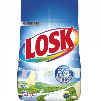 Пральний порошок Losk Автомат для білих та світлих речей Гірське озеро 2.4 кг (9000101805390) | Фото 1