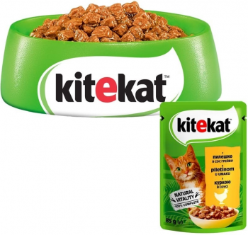 Вологий корм для дорослих кішок Kitekat з куркою в соусі 85г Вологий корм для дорослих кішок Kitekat з куркою в соусі 85г | Фото 3