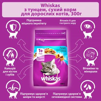 Корм сухий для дорослих котів із тунцем WHISKAS 300 г (5900951304255) Корм сухий для дорослих котів із тунцем WHISKAS 300 г (5900951304255) | Фото 3