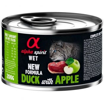Вологий корм для дорослих котів Alpha Spirit Duck with Green Apple з качкою та яблуками 6х200г | Фото 1