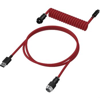 HyperX USB-A - USB-C спиральный, 1.37м Red/Black (6J677AA) | Фото 1