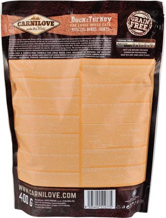 Сухий корм для дорослих кішок великих порід Carnilove Cat Duck & Turkey Large Breed 0,4 кг (8595602512775) | Фото 3