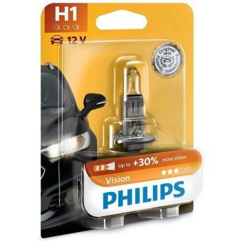 Купить автомобильную лампу Лампа Philips галогенова 12V H1 55W P14.5S Vision +30% (PS_12258_PR_B1) | Фото 1