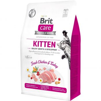 Сухий корм для кошенят Brit Care Cat GF Kitten Growth & Developmen з куркою та індичкою, 0,4 кг (8595602540686) | Фото 1