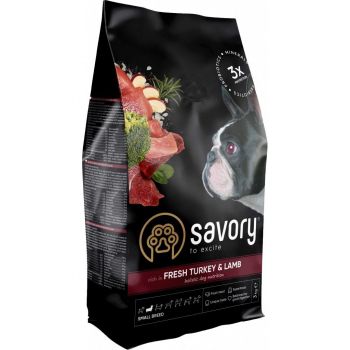 Сухий корм для собак малих порід Savory зі свіжим м'ясом індички та ягнятиною 3кг (4820232630358) | Фото 1