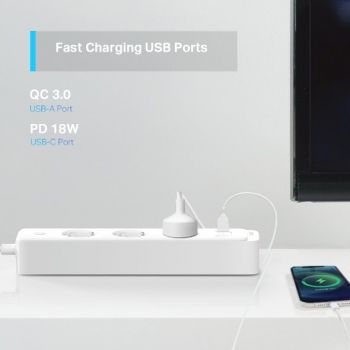 Розумний фільтр TP-LINK Tapo P300 N300 BT 10A 2300W 3xSchuko 2xUSB 3.0 PD QC3.0 | Фото 4