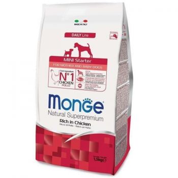 Сухой корм для собак Monge Mini Starter со вкусом курицы с рисом 1.5 кг (8009470004008) | Фото 1