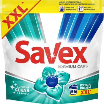 Купить стиральное средство Капсули для прання Savex Premium Caps Extra Fresh 56 шт (3800024048159) | Фото 1