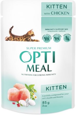 Вологий корм Optimeal для кошенят з куркою 4*85г | Фото 5