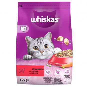Корм сухий для дорослих котів з яловичиною WHISKAS 800 г (5998749144145) | Фото 1