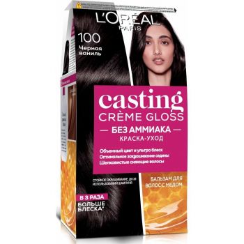 Крем-фарба для волосся без аміаку L'Oreal Paris Casting Creme Gloss 100 Чорна ваніль (3600522150640) | Фото 1