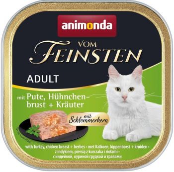 Корм вологий для котів Vom Feinsten з індичкою, курячою грудкою та травами 100 г | Фото 1