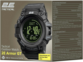 Тактичний годинник 2E Armor GT Black з компасом і крокоміром (2E-TCW20BK) | Фото 3