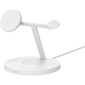 Бездротовий зарядний пристрій BELKIN 3in1 Stand Qi2 15Вт, White (WIZ032KQWH) | Фото 4