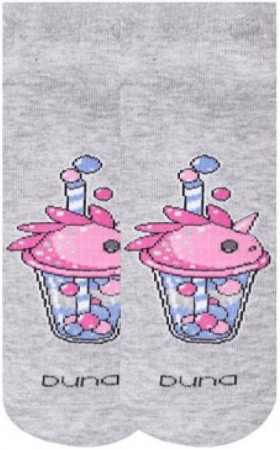 Шкарпетки для дівчаток Duna 27-30 1 пара світло-сірі з принтом Коктейль (4823094646031) | Фото 6