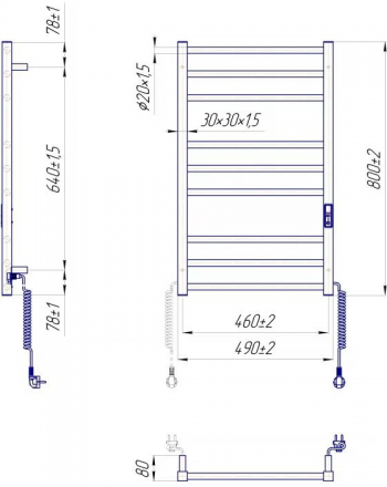 Сушарка для рушників Mario електрична Преміум Класік-ITR K, 800х500х80мм (2.2.1608.03.G) Сушарка для рушників Mario електрична Преміум Класік-ITR K, 800х500х80мм (2.2.1608.03.G) | Фото 2