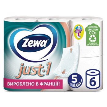 Папір туалетний ZEWA Just 1, 6 шт (7322541189314) | Фото 1