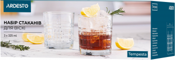 Набір стаканів для віски ARDESTO Tempesta 325мл, 3шт (AR2632WTT) | Фото 4