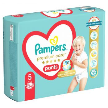 Дитячі одноразові підгузки-трусики PAMPERS PremiumCare Pants Junior (12-17кг) 34шт (8001090759870) | Фото 12