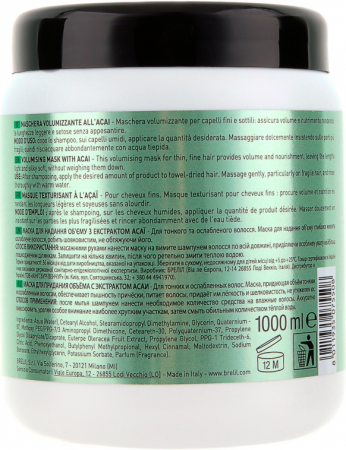 Маска для надання волоссю об'єму Brelil Numero з екстрактом асаї 1000мл (8011935075508) | Фото 2