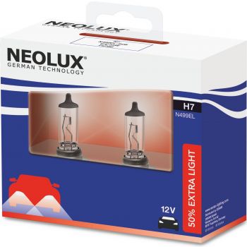 Лампа Neolux галогенова 12V H7 55W Px26D Extra Light +50% Duobox (2шт) (NE_N499EL-SCB) | Фото 1