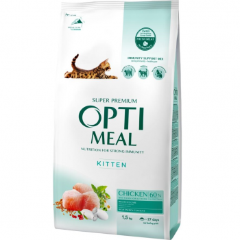 Сухий корм Optimeal для кошенят з куркою 1.5кг (B1800901) | Фото 1