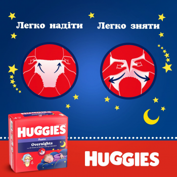 Підгузки-трусики Huggies Overnights Pants 6 15-25 кг 22 шт (5029053581101	) | Фото 11