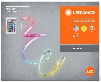 Лента светодиодная LEDVANCE Flex 14W, 1300Lm, 5M RGB 3000K RC (4099854095443) Лента светодиодная LEDVANCE Flex 14W, 1300Lm, 5M RGB 3000K RC (4099854095443) | Фото 2
