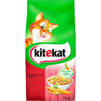 Сухий корм для дорослих кішок KiteKat з яловичиною та овочами 12кг (5900951013065) | Фото 1