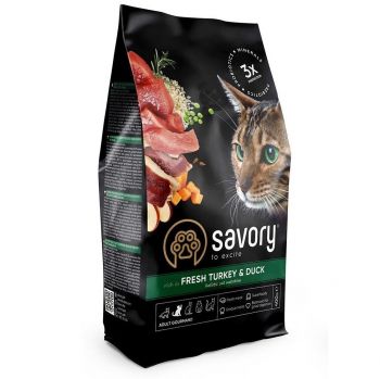 Сухий корм для кішок Savory зі свіжим м'ясом індички та качкою 400 г (4820232630044) | Фото 1