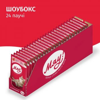 Упаковка вологого корму Мяу для дорослих котів з яловичиною в ніжному соусі 24х85г (B2250701) | Фото 2