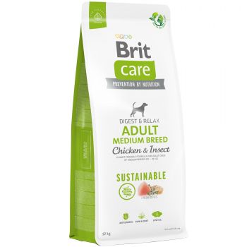 Корм для собак середніх порід Brit Care Dog Sustainable Adult Medium Breed з куркою та комахами 12кг | Фото 1