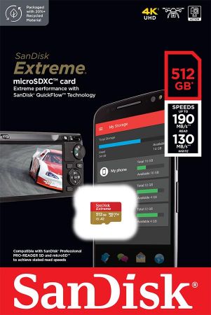 Карта пам`яті SANDISK microSDXC 512GB C10 UHS-I U3 R190/W130MB/s Extreme V30 (SDSQXAV-512G-GN6MN) | Фото 3