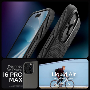 Чохол Spigen для APPLE iPhone 16 Pro Max, Liquid Air, Matte Black (ACS07988) | Фото 4