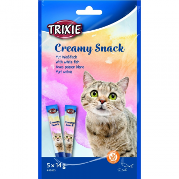 Ласощі для котів Trixie Creamy Snacks з білою риби 5х14 г (4011905426839) | Фото 1