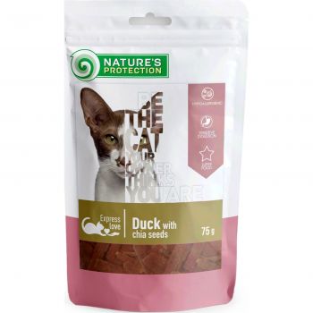 Ласощі для котів Nature's Protection snack for cats with duck with chia seeds 75 г (SNK46113) Ласощі для котів Nature's Protection snack for cats with duck with chia seeds 75 г (SNK46113) | Фото 1