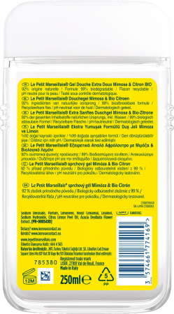 Гель для душу Le Petit Marseillais Мімоза та Лимон 250мл (3574661774169) | Фото 2