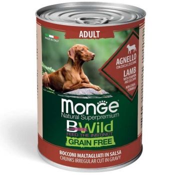 Вологий корм для собак Monge Dog Wet Be Wild Adult ягня, гарбуз та цукіні, 400 г Вологий корм для собак Monge Dog Wet Be Wild Adult ягня, гарбуз та цукіні, 400 г | Фото 1