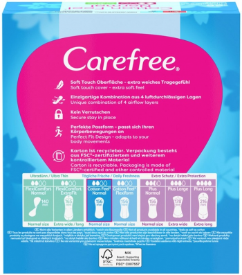 Прокладки гігієнічні щоденні Carefree М'якість бавовни та Алое 56 шт (3574661486307) | Фото 2