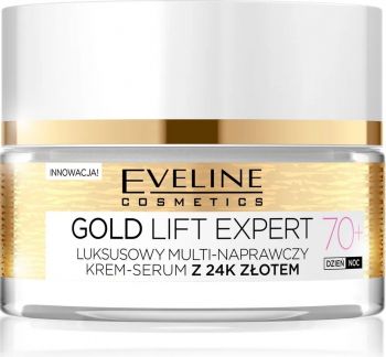 Eveline Cosmetics Gold lift expert ексклюзивний ультра-відновлювальний крем-сироватка 70+50 мл | Фото 2