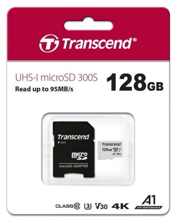 Карта пам`яті TRANSCEND microSDXC 300S 128GB UHS-I U3 + ad (TS128GUSD300S-A) | Фото 2