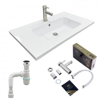 Купить раковину Набір для ванної Adamant Flate 80, з сифоном Click-Clac (4824296207801) | Фото 1