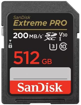 Карта пам`яті SanDisk SD 512GB C10 UHS-I U3 R200/W140MB/s Extreme Pro V30 (SDSDXXD-512G-GN4IN) Карта пам`яті SanDisk SD 512GB C10 UHS-I U3 R200/W140MB/s Extreme Pro V30 (SDSDXXD-512G-GN4IN) | Фото 1