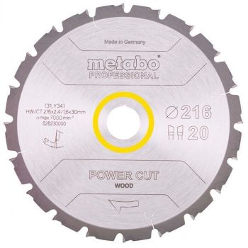 Пиляльний диск METABO POWER CUT WOOD - PROFESSIONAL, 216х2.4х30мм, 1.8мм, 20 зубців (628230000) | Фото 1