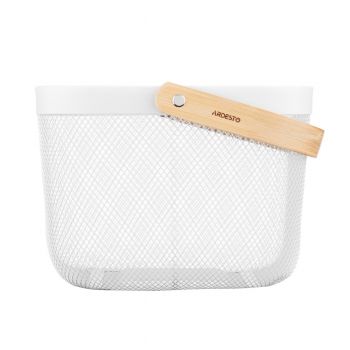 Кошик з ручкою Ardesto Midori 25х24.5х18см, метал, дерево, білий (AR0901W) Кошик з ручкою Ardesto Midori 25х24.5х18см, метал, дерево, білий (AR0901W) | Фото 4